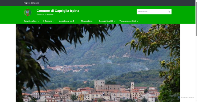Security scan screenshot of https://www.comune.caprigliairpina.av.it/