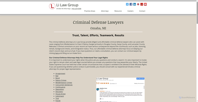 Security scan screenshot of https://www.lilawgp.com/criminal-defense