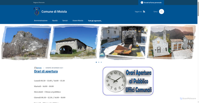 Security scan screenshot of https://www.comune.moiola.cn.it/
