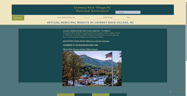 Security scan screenshot of https://www.chimneyrockvillagenc.gov/