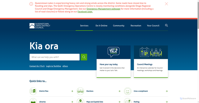 Security scan screenshot of https://www.qldc.govt.nz/