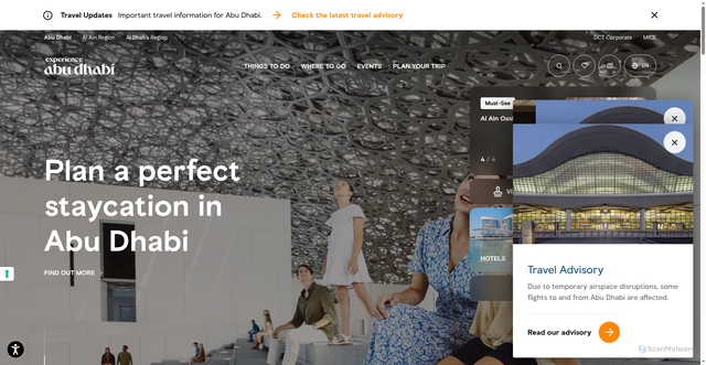 Security scan screenshot of https://visitabudhabi.ae/en