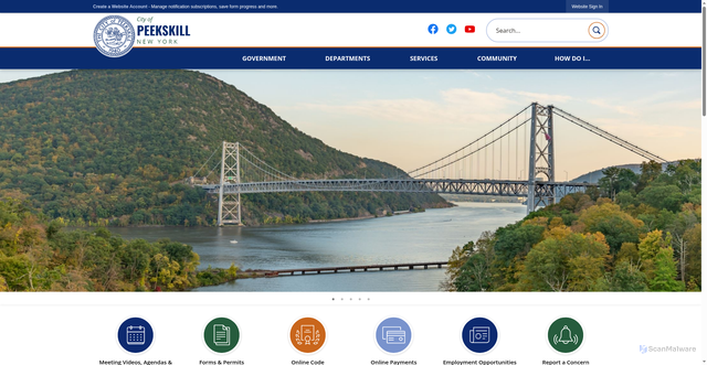 Security scan screenshot of https://cityofpeekskillny.gov/