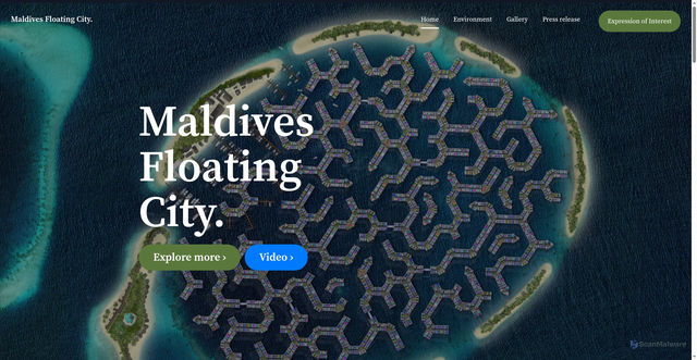 Security scan screenshot of https://maldivesfloatingcity.com/