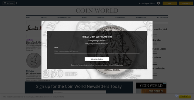 Security scan screenshot of https://www.coinworld.com/