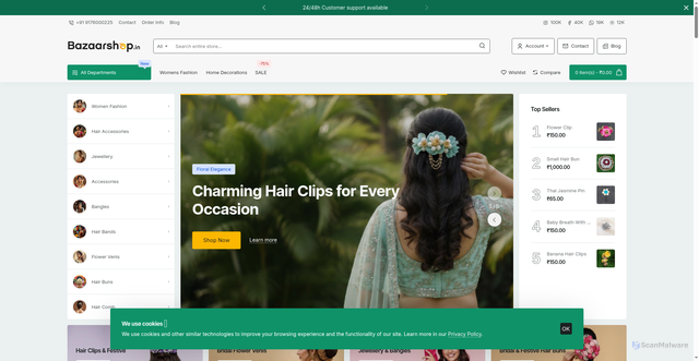 Security scan screenshot of https://www.bazaarshop.in/
