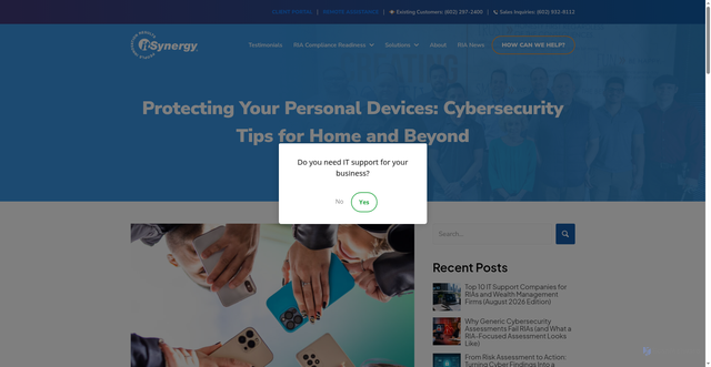 Security scan screenshot of https://itsynergy.com/protecting-your-personal-devices-cybersecurity-tips-for-home-and-beyond/