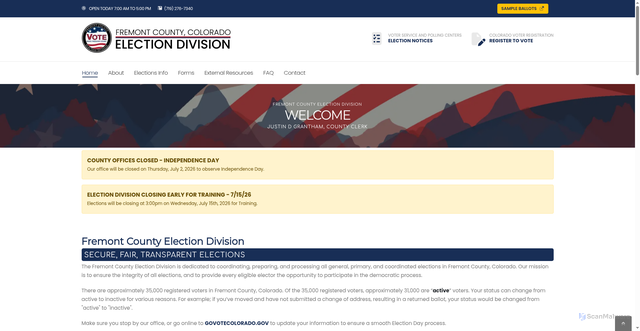 Security scan screenshot of https://www.fremontcountyelectionsco.gov/