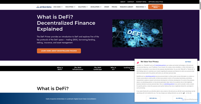 Security scan screenshot of https://www.amberdata.io/defi-decentralized-finance-primer
