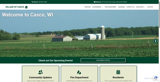 Security scan screenshot of https://villageofcascowi.gov/