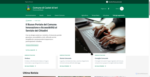Security scan screenshot of https://comune.casteldiieri.aq.it/