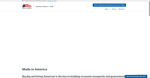 Security scan screenshot of https://www.madeinamerica.gov/