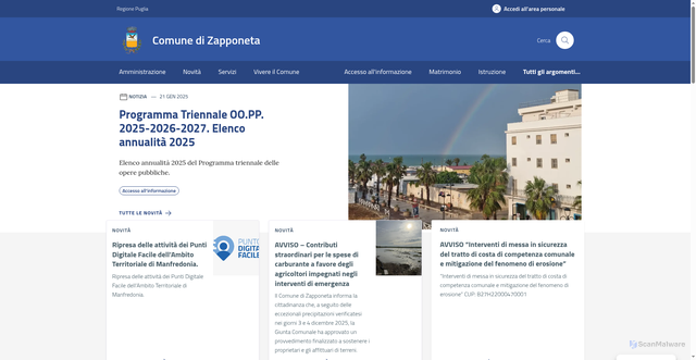 Security scan screenshot of https://comune.zapponeta.fg.it/