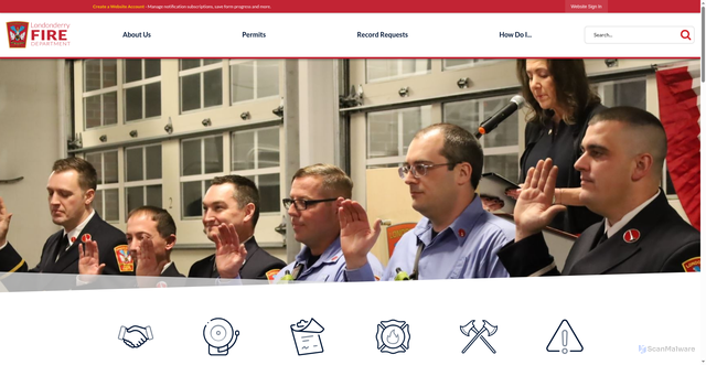 Security scan screenshot of https://londonderrynhfire.gov/366/Fire-Department