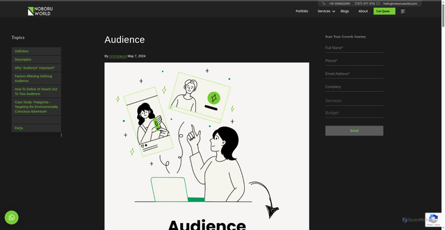 Security scan screenshot of https://www.noboruworld.com/glossary/audience/
