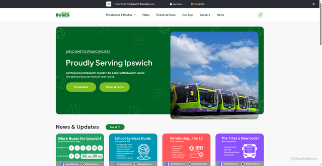 Security scan screenshot of https://ipswichbuses.co.uk/