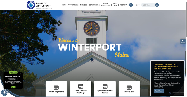 Security scan screenshot of https://winterportmaine.gov/