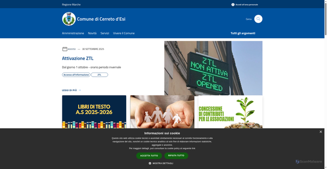 Security scan screenshot of https://www.comune.cerretodesi.an.it/it