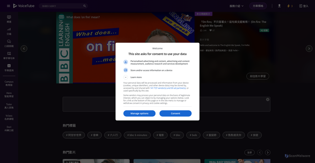 Security scan screenshot of https://voicetube.com