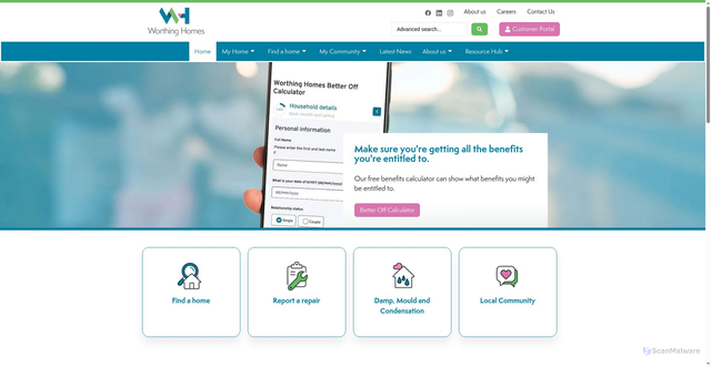 Security scan screenshot of http://www.worthing-homes.org.uk/