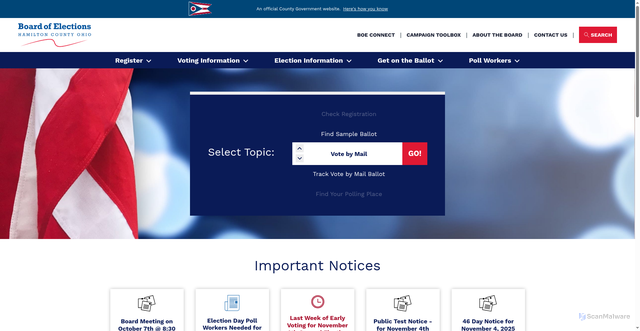 Security scan screenshot of https://votehamiltoncountyohio.gov/