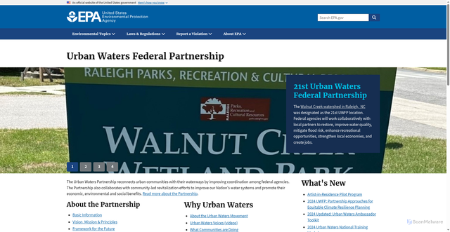 Security scan screenshot of https://www.epa.gov/urbanwaterspartners