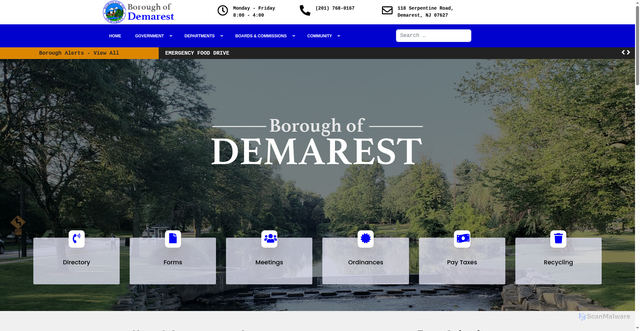 Security scan screenshot of https://demarestnj.gov/