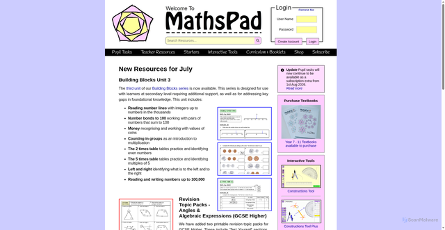 Security scan screenshot of https://mathspad.co.uk