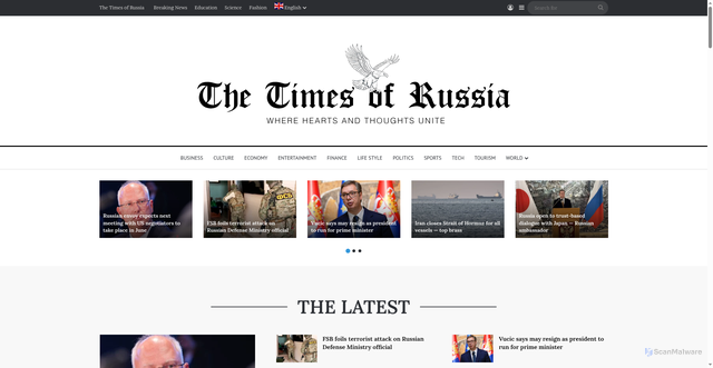 Security scan screenshot of https://thetimesofrussia.com/