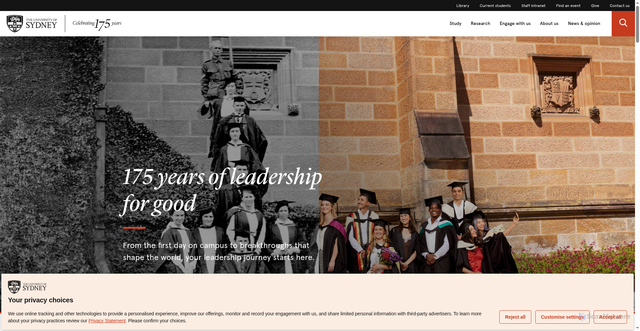 Security scan screenshot of https://www.sydney.edu.au/