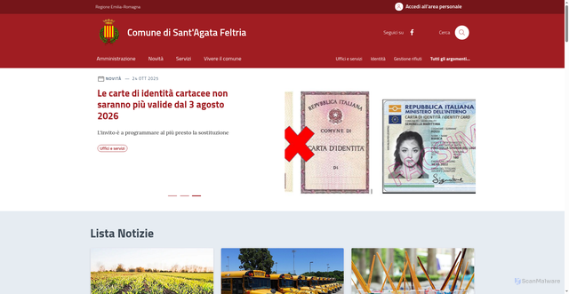 Security scan screenshot of https://comune.santagatafeltria.rn.it/