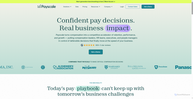 Security scan screenshot of https://payscale.com