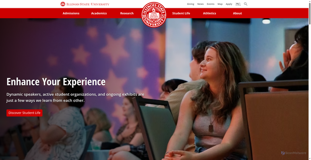 Security scan screenshot of https://illinoisstate.edu