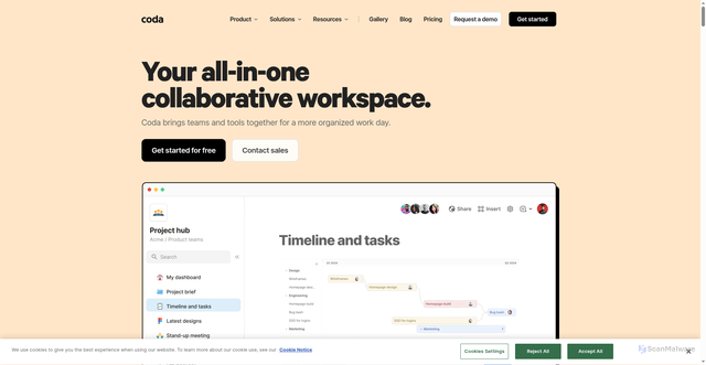 Security scan screenshot of https://coda.io