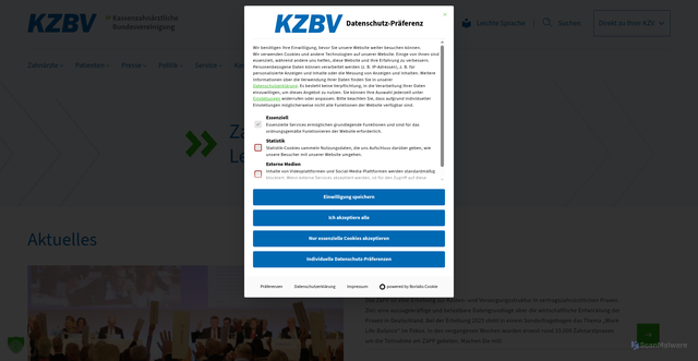Security scan screenshot of https://www.kzbv.de/