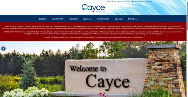 Security scan screenshot of https://cityofcayce-sc.gov/