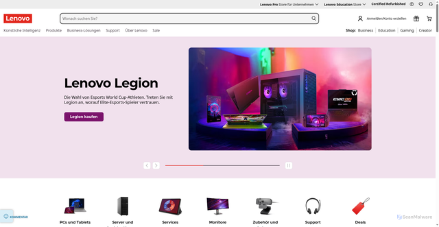 Security scan screenshot of https://lenovo.com