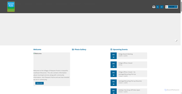 Security scan screenshot of https://www.pleasantprairiewi.gov/