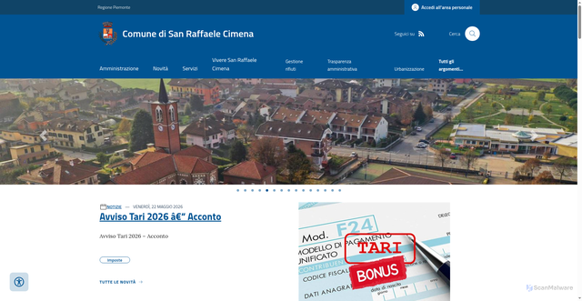 Security scan screenshot of https://www.comune.sanraffaelecimena.to.it