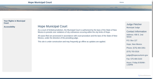 Security scan screenshot of https://www.hopecourtsnm.gov/