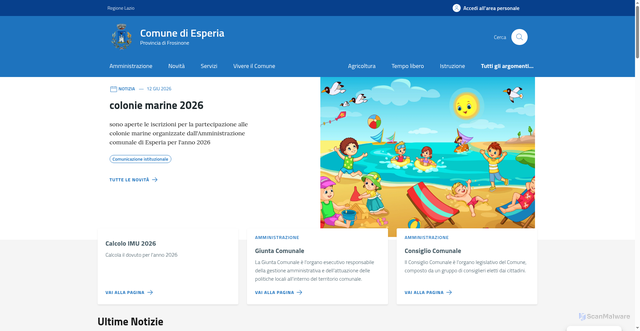 Security scan screenshot of https://www.comune.esperia.fr.it