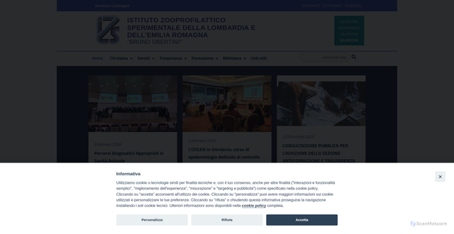 Security scan screenshot of https://www.izsler.it/
