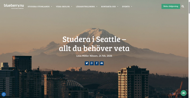 Security scan screenshot of https://www.blueberry.nu/utlandsstudiebloggen/studera-i-seattle-allt-du-behover-veta/?utm_source=zoho&utm_medium=riktat&utm_campaign=uppf%C3%B6ljning-susm-vt26