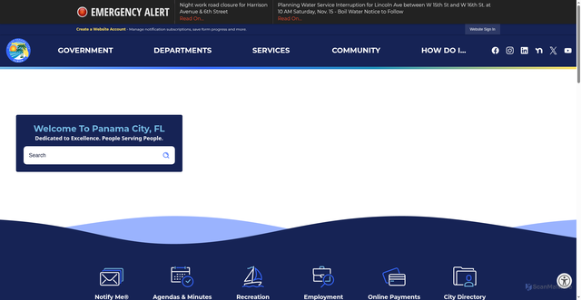 Security scan screenshot of https://panamacity.gov/