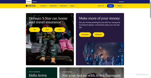 Security scan screenshot of https://aviva.co.uk