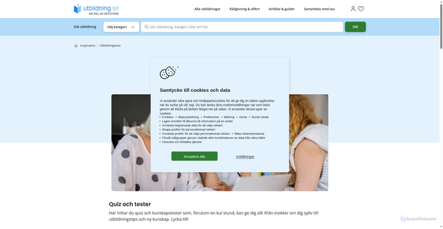 Security scan screenshot of https://www.utbildning.se/inspiration/utbildningstest/