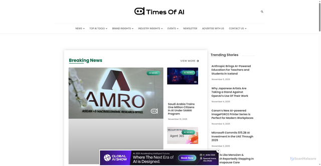 Security scan screenshot of https://www.timesofai.com/