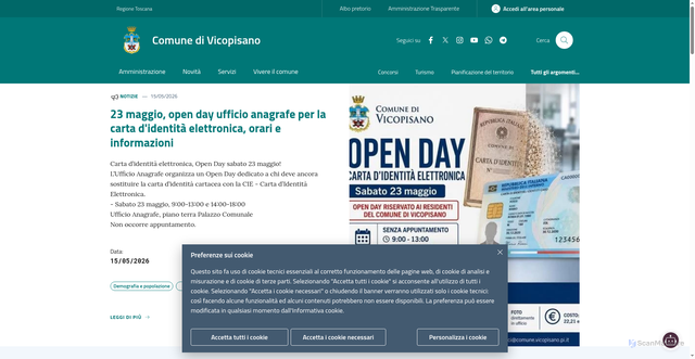 Security scan screenshot of https://www.comune.vicopisano.pi.it
