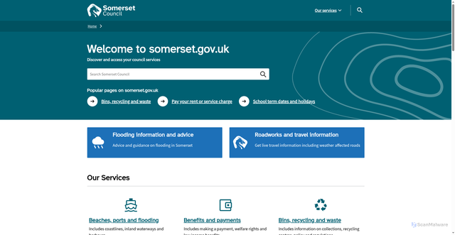 Security scan screenshot of http://www.somersetwaste.gov.uk/