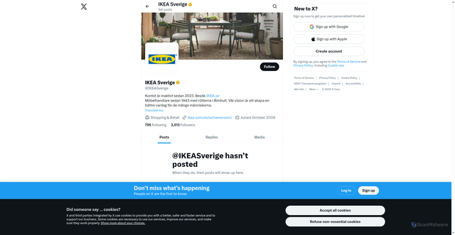 Security scan screenshot of https://x.com/ikeasverige